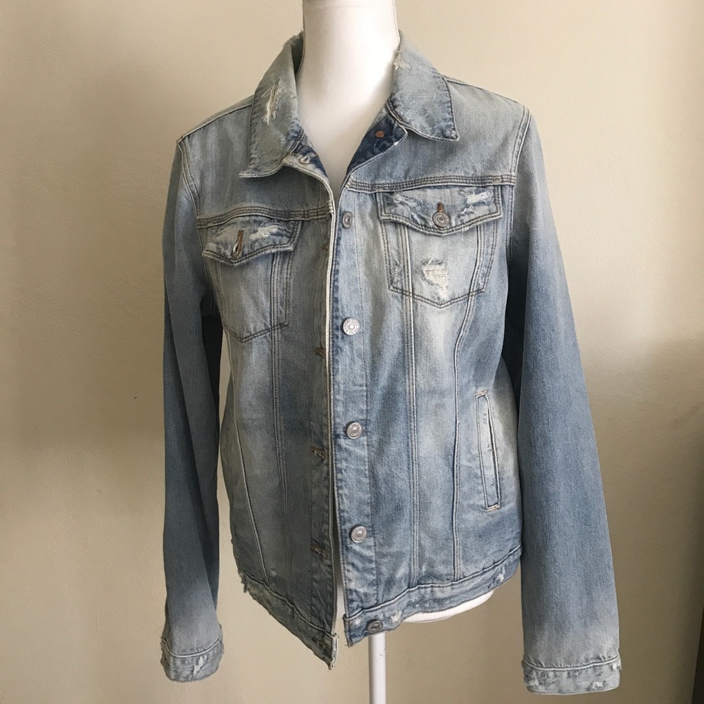 7 FOR ALL MANKIND JEAN DISTRESSED JACKET SZ M